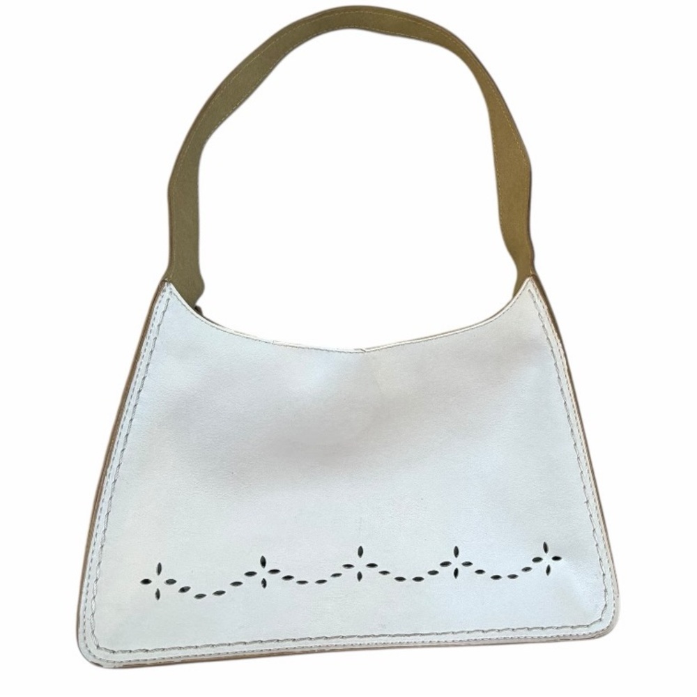 Mondani White Leather Mini Shoulder‎ Bag Cutout Detail Vintage Y2K